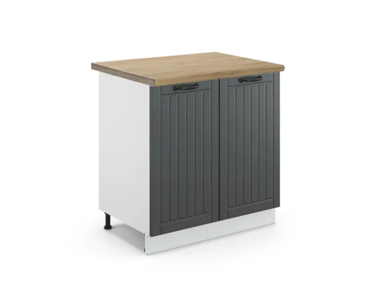 Küchenschränke<Vicco Spülenunterschrank Fame-Line Anthrazit Landhaus/Weiß 80 cm AP Eiche