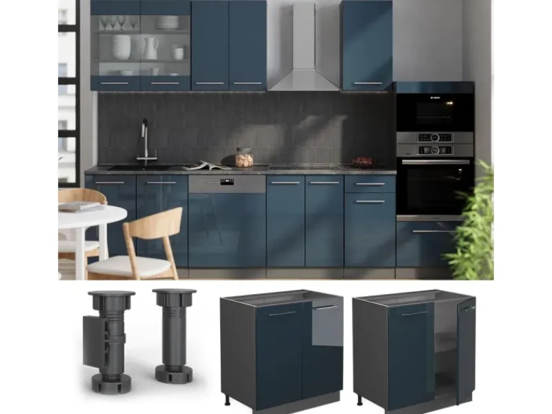 Vicco Spülenunterschrank Fame-Line Hochglanz 80 cm mit Regal ohne Arbeitsplatte< Küchenschränke