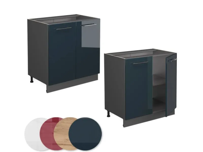 Vicco Spülenunterschrank Fame-Line Hochglanz 80 cm mit Regal ohne Arbeitsplatte< Küchenschränke