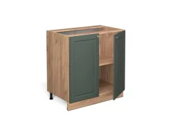 Clearance Vicco Spülenunterschrank Fame-Line Grün-Gold Landhaus/Goldkraft Eiche 80 cm mit Regal AP Eiche Dunkelgrün