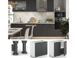 Vicco Spülenunterschrank Fame-Line Anthrazit Landhaus/Weiß 80 cm mit Regal AP Eiche< Küchenschränke