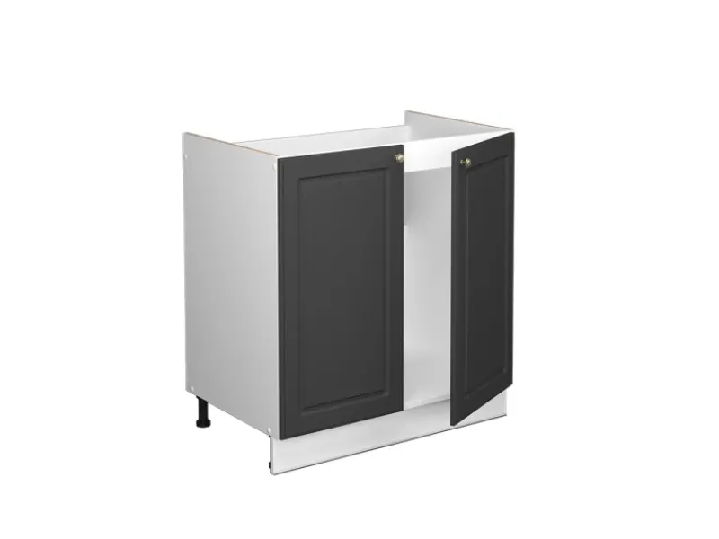 Küchenschränke<Vicco Spülenunterschrank Fame-Line -Gold/Weiß 80 cm AP Marmor