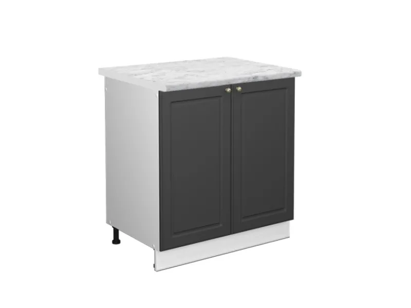 Küchenschränke<Vicco Spülenunterschrank Fame-Line -Gold/Weiß 80 cm AP Marmor