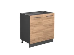 Vicco Spülenunterschrank Fame-Line Goldkraft /Anthrazit 80 cm mit Regal ohne Arbeitsplatte< Küchenschränke