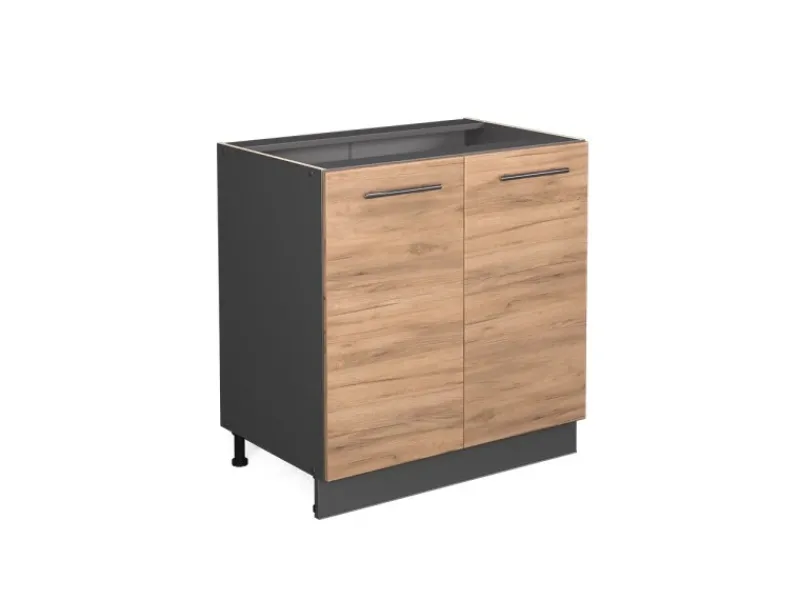 Vicco Spülenunterschrank Fame-Line Goldkraft /Anthrazit 80 cm mit Regal ohne Arbeitsplatte< Küchenschränke