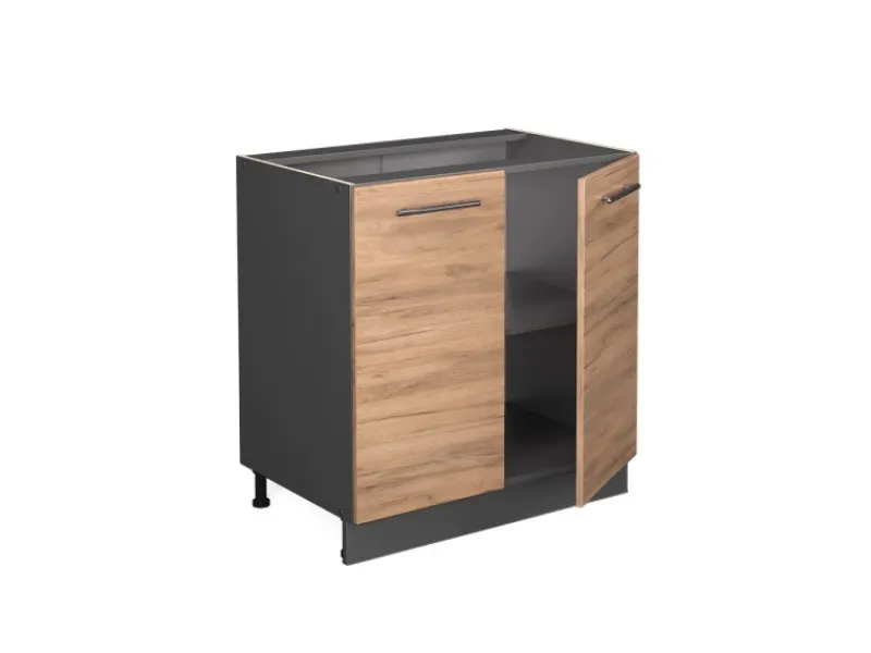 Vicco Spülenunterschrank Fame-Line Goldkraft /Anthrazit 80 cm mit Regal ohne Arbeitsplatte< Küchenschränke