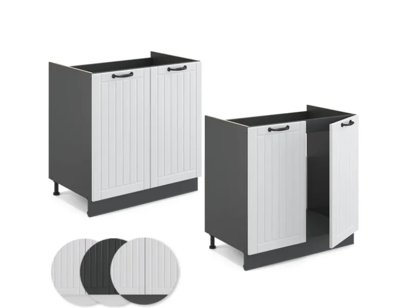 Küchenschränke<Vicco Spülenunterschrank Fame-Line Landhaus/Anthrazit 80 cm AP Anthrazit