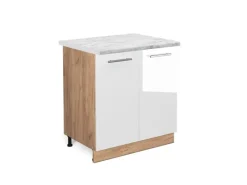 Küchenschränke|Einbauküchen<Vicco Spülenunterschrank Fame-Line Hochglanz/Goldkraft Eiche 80 cm AP Marmor