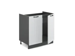 Discount Vicco Spülenunterschrank Fame-Line Landhaus/Anthrazit 80 cm ohne Arbeitsplatte Weiß