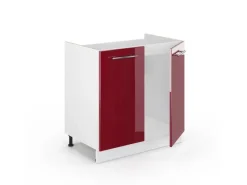 Vicco Spülenunterschrank Fame-Line Bordeaux Hochglanz/Weiß 80 cm ohne Arbeitsplatte< Küchenschränke|Einbauküchen