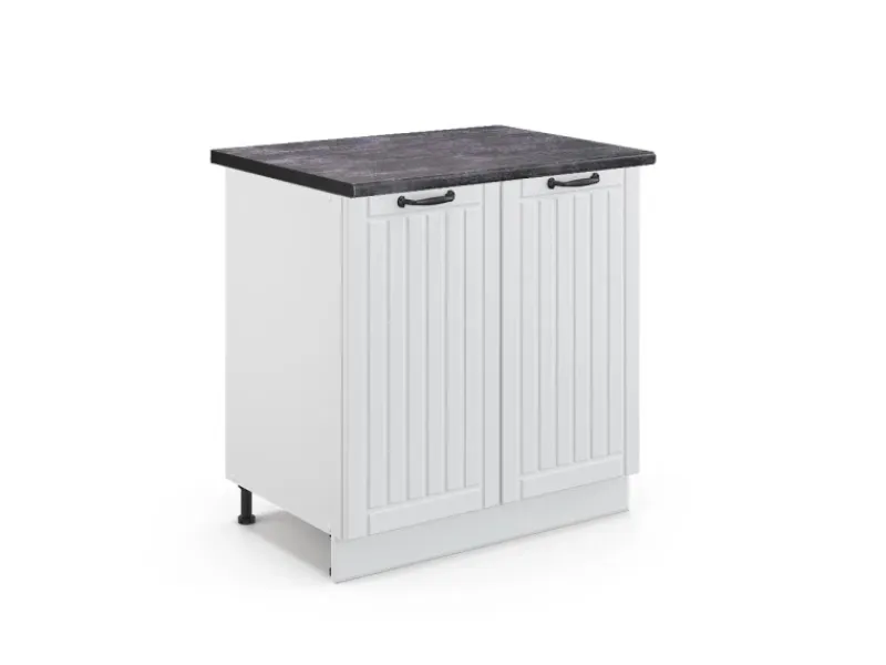Outlet Vicco Spülenunterschrank Fame-Line Landhaus/ 80 cm mit Regal AP Anthrazit Weiß