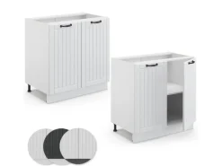 Outlet Vicco Spülenunterschrank Fame-Line Landhaus/ 80 cm mit Regal AP Anthrazit Weiß