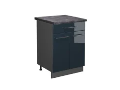 Vicco Spülenunterschrank Fame-Line Hochglanz/Anthrazit 80 cm AP Eiche< Küchenschränke