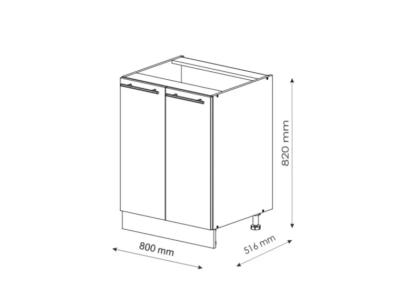 Vicco Spülenunterschrank Fame-Line Hochglanz/Anthrazit 80 cm mit Regal AP Marmor< Besteckkästen|Kochfelder