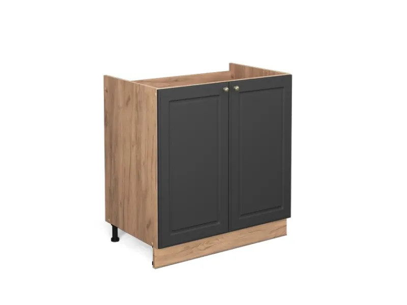 Pantryküchen<Vicco Spülenunterschrank Fame-Line -Gold/Goldkraft Eiche 80 cm ohne Arbeitsplatte