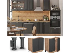 Pantryküchen<Vicco Spülenunterschrank Fame-Line -Gold/Goldkraft Eiche 80 cm ohne Arbeitsplatte