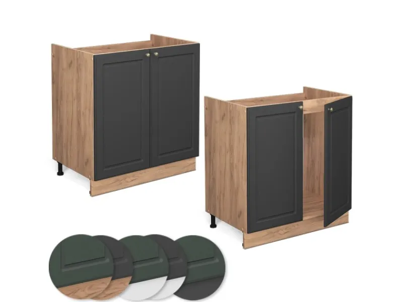 Pantryküchen<Vicco Spülenunterschrank Fame-Line -Gold/Goldkraft Eiche 80 cm ohne Arbeitsplatte