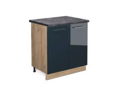 Vicco Spülenunterschrank Fame-Line Hochglanz/Goldkraft Eiche 80 cm AP Anthrazit< Küchenschränke