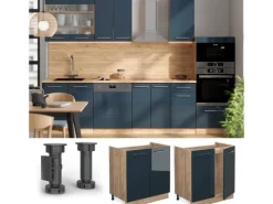 Vicco Spülenunterschrank Fame-Line Hochglanz/Goldkraft Eiche 80 cm AP Anthrazit< Küchenschränke