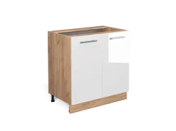 Vicco Spülenunterschrank Fame-Line Hochglanz/Goldkraft Eiche 80 cm mit Regal ohne Arbeitsplatte< Pantryküchen|Küchenschränke