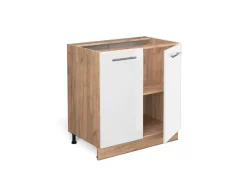 Vicco Spülenunterschrank Fame-Line Hochglanz/Goldkraft Eiche 80 cm mit Regal ohne Arbeitsplatte< Pantryküchen|Küchenschränke