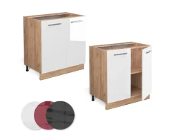 Vicco Spülenunterschrank Fame-Line Hochglanz/Goldkraft Eiche 80 cm mit Regal ohne Arbeitsplatte< Pantryküchen|Küchenschränke