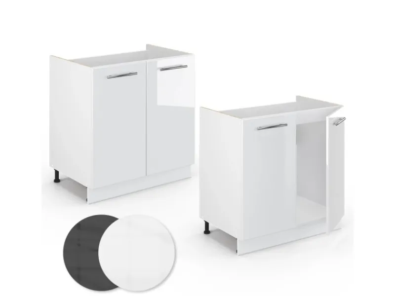 Vicco Spülenunterschrank Fame-Line Hochglanz/ 80 cm ohne Arbeitsplatte< Einbauküchen|Küchenschränke