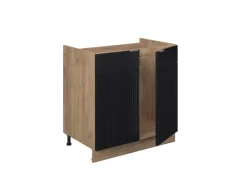 Vicco Spülenunterschrank Fame-Line Gestreift 80 cm ohne Arbeitsplatte Schwarz