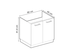 Clearance Vicco Spülenunterschrank R-Line Goldkraft 80 cm ohne Arbeitsplatte Eiche