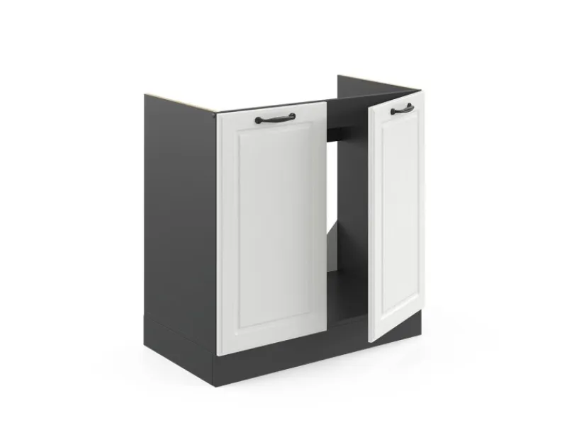 Hot Vicco Spülenunterschrank R-Line Landhaus/Anthrazit 80 cm AP Eiche Weiß