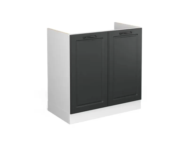 Küchenschränke<Vicco Spülenunterschrank R-Line Anthrazit Landhaus/Weiß 80 cm ohne Arbeitsplatte