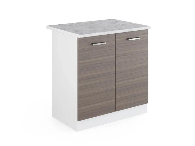 Küchenschränke<Vicco Spülenunterschrank R-Line Küchenunterschrank für die Spüle Grau/Weiß 80 cm AP Marmor