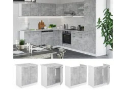 Küchenschränke<Vicco Spülenunterschrank R-Line Küchenunterschrank für die Spüle /Weiß 80 cm ohne Arbeitsplatte