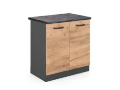 Vicco Spülenunterschrank R-Line Goldkraft /Anthrazit 80 cm AP Anthrazit mit Anthrazit Korpus< Küchenschränke