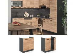 Vicco Spülenunterschrank R-Line Goldkraft /Anthrazit 80 cm AP Anthrazit mit Anthrazit Korpus< Küchenschränke