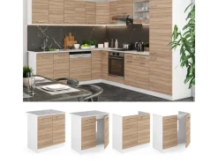 Clearance Vicco Spülenunterschrank R-Line Küchenunterschrank für die Spüle Sonoma/Weiß 80 cm ohne Arbeitsplatte Sonoma Eiche