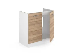 Clearance Vicco Spülenunterschrank R-Line Küchenunterschrank für die Spüle Sonoma/Weiß 80 cm ohne Arbeitsplatte Sonoma Eiche