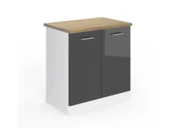 Sale Vicco Spülenunterschrank R-Line Hochglanz/Weiß 80 cm AP Eiche Anthrazit