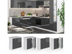 Sale Vicco Spülenunterschrank R-Line Hochglanz/Weiß 80 cm AP Eiche Anthrazit