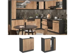 Vicco Spülenunterschrank R-Line Goldkraft /Anthrazit 80 cm J-Shape ohne Arbeitsplatte< Küchenschränke