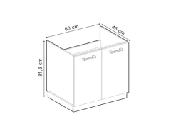 Vicco Spülenunterschrank R-Line Blau-Grau/Goldkraft Eiche 80 cm AP Marmor< Küchenschränke