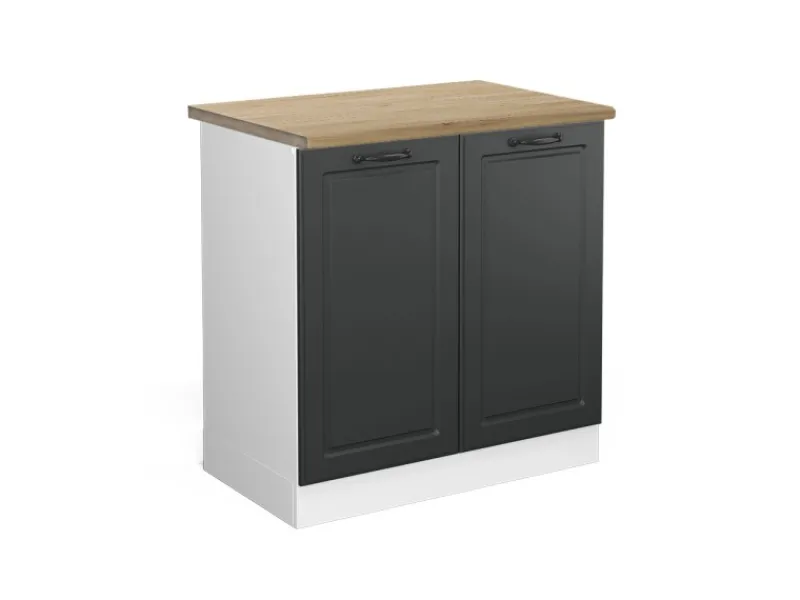 Küchenschränke<Vicco Spülenunterschrank R-Line Anthrazit Landhaus/Weiß 80 cm AP Eiche