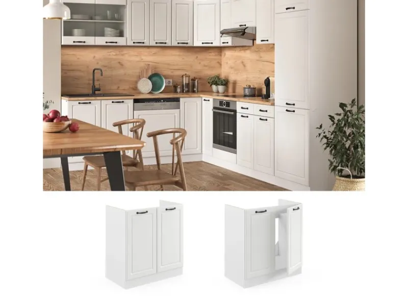 Küchenschränke<Vicco Spülenunterschrank R-Line Landhaus/ 80 cm ohne Arbeitsplatte