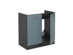 Küchenschränke<Vicco Spülenunterschrank R-Line Blau-Grau/Anthrazit 80 cm ohne Arbeitsplatte