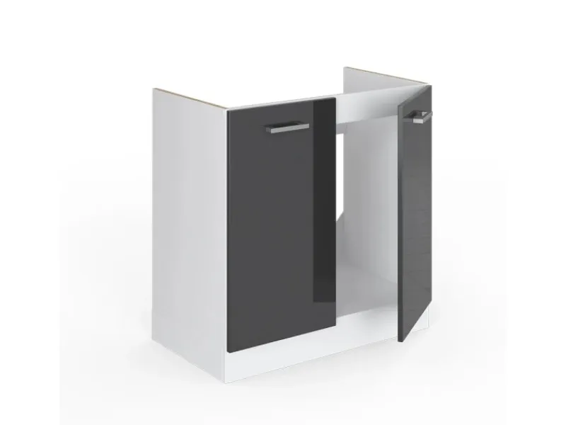 Vicco Spülenunterschrank R-Line Hochglanz/Weiß 80 cm ohne Arbeitsplatte< Küchenschränke