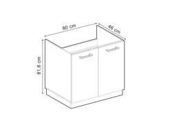 Vicco Spülenunterschrank R-Line Schwarz Beton/Anthrazit 80 cm ohne Arbeitsplatte< Küchenschränke