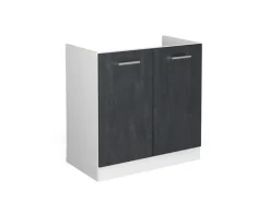 Vicco Spülenunterschrank R-Line Schwarz Beton/Weiß 80 cm ohne Arbeitsplatte< Küchenschränke