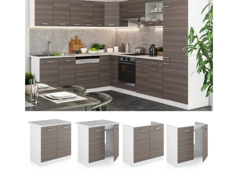 Vicco Spülenunterschrank R-Line Küchenunterschrank für die Spüle Grau/Weiß 80 cm AP Anthrazit< Küchenschränke