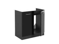 Küchenschränke<Vicco Spülenunterschrank R-Line Schwarz Hochglanz/Anthrazit 80 cm AP Anthrazit
