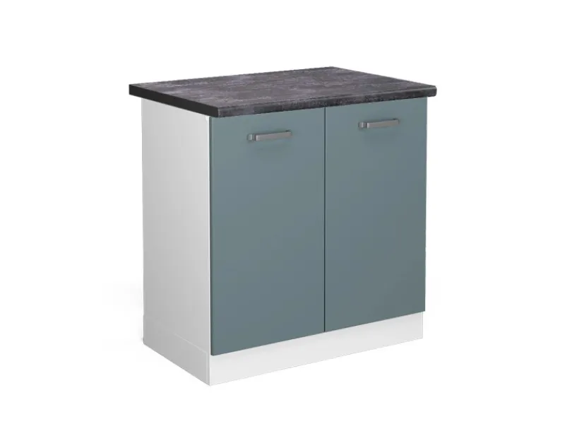 Pantryküchen|Küchenschränke<Vicco Spülenunterschrank R-Line Küchenunterschrank für die Spüle Blau-Grau/Weiß 80 cm AP Anthrazit